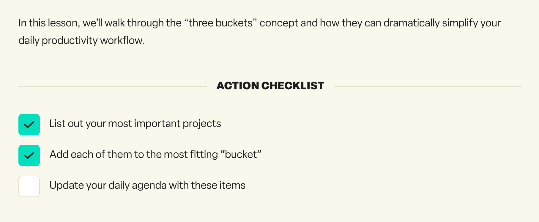 Action Checklist